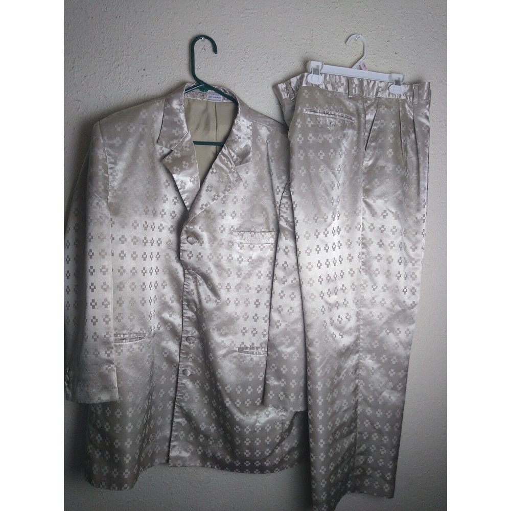 Alberto Celini Men's 2 Pc Gold Suit Jacket 46L Pants 40L